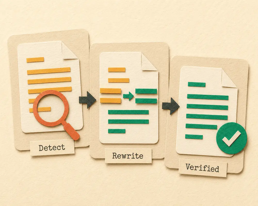 Detect then rewrite workflow illustration